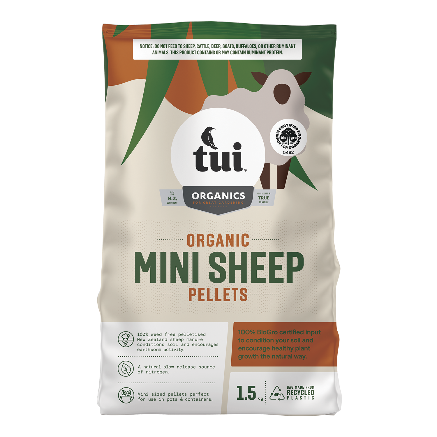 Tui Organic Mini Sheep Pellets - BioGro certified