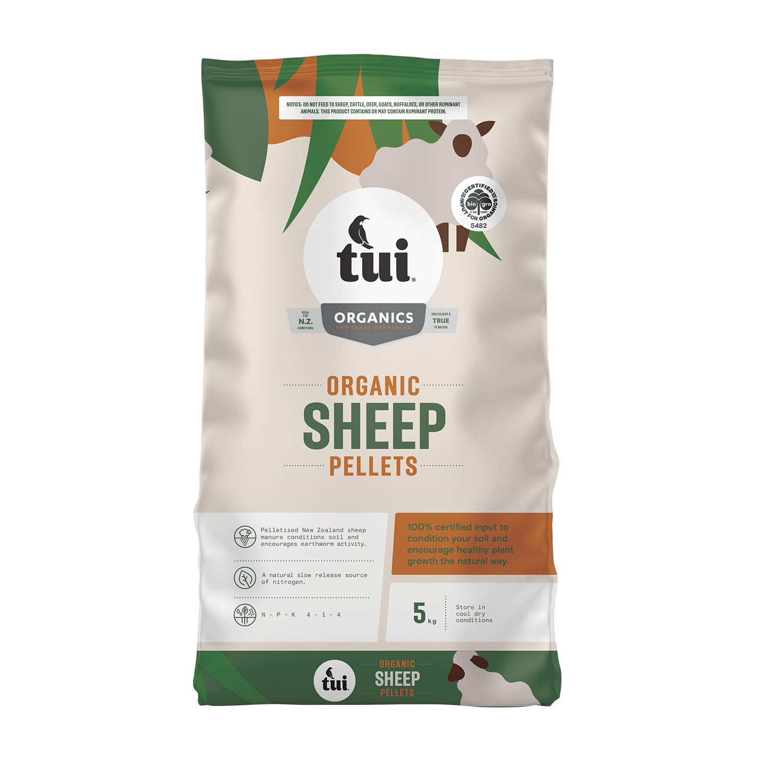 Tui Organic Sheep Pellets - BioGro Certified 